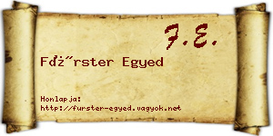 Fürster Egyed névjegykártya